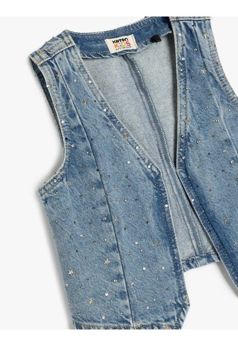 Vesta din denim cu strasuri - Albastru indigo