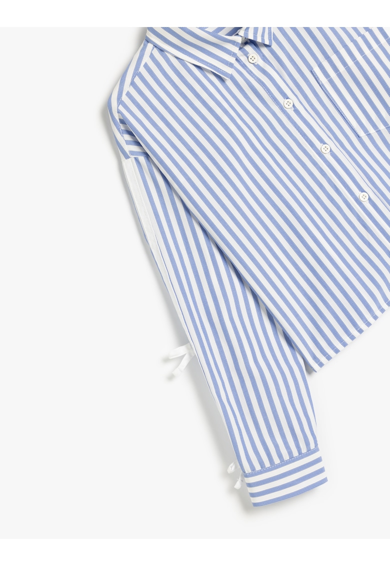 Camasa cu model in dungi si aplicatii cu funda