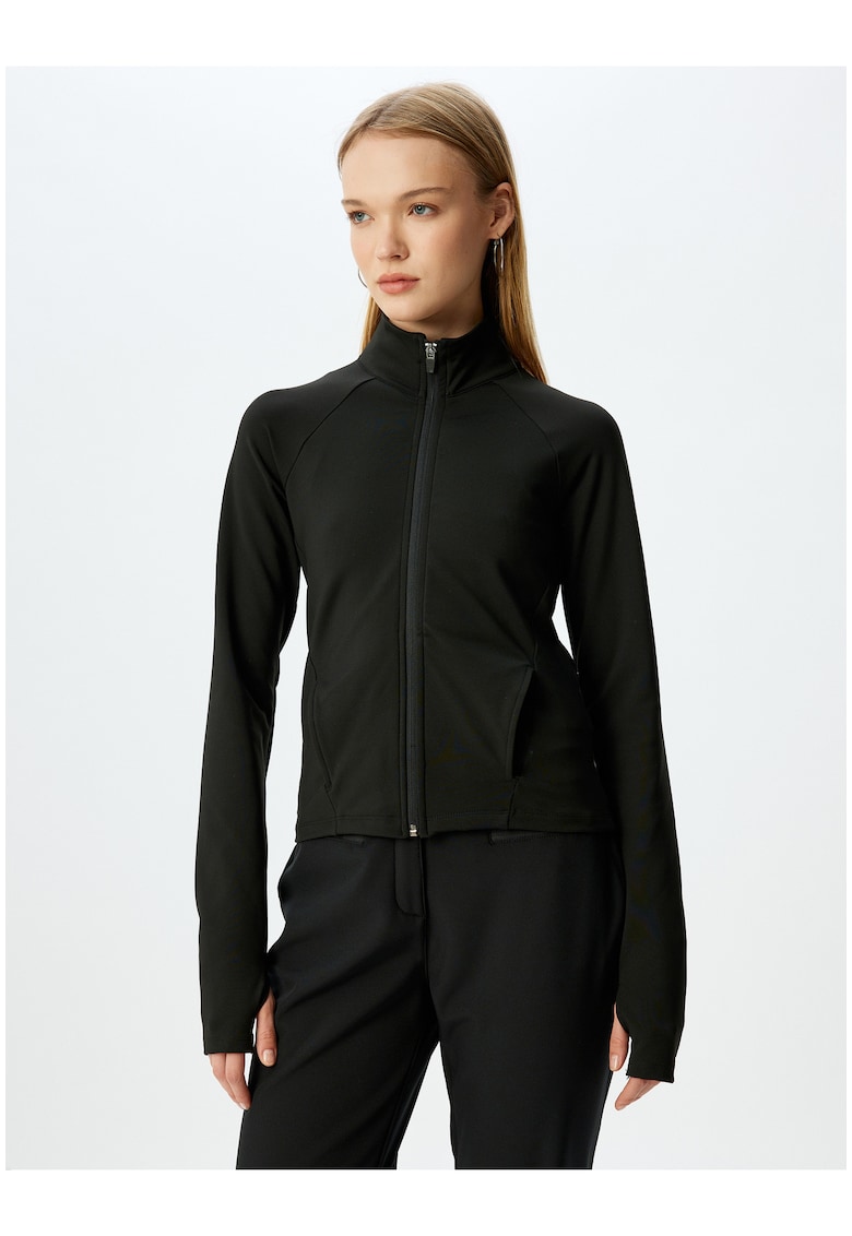 Bluza de trening cu guler inalt si fermoar