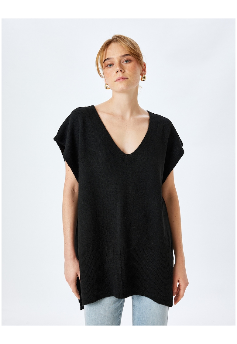 Pulover supradimensionat cu decolteu in V