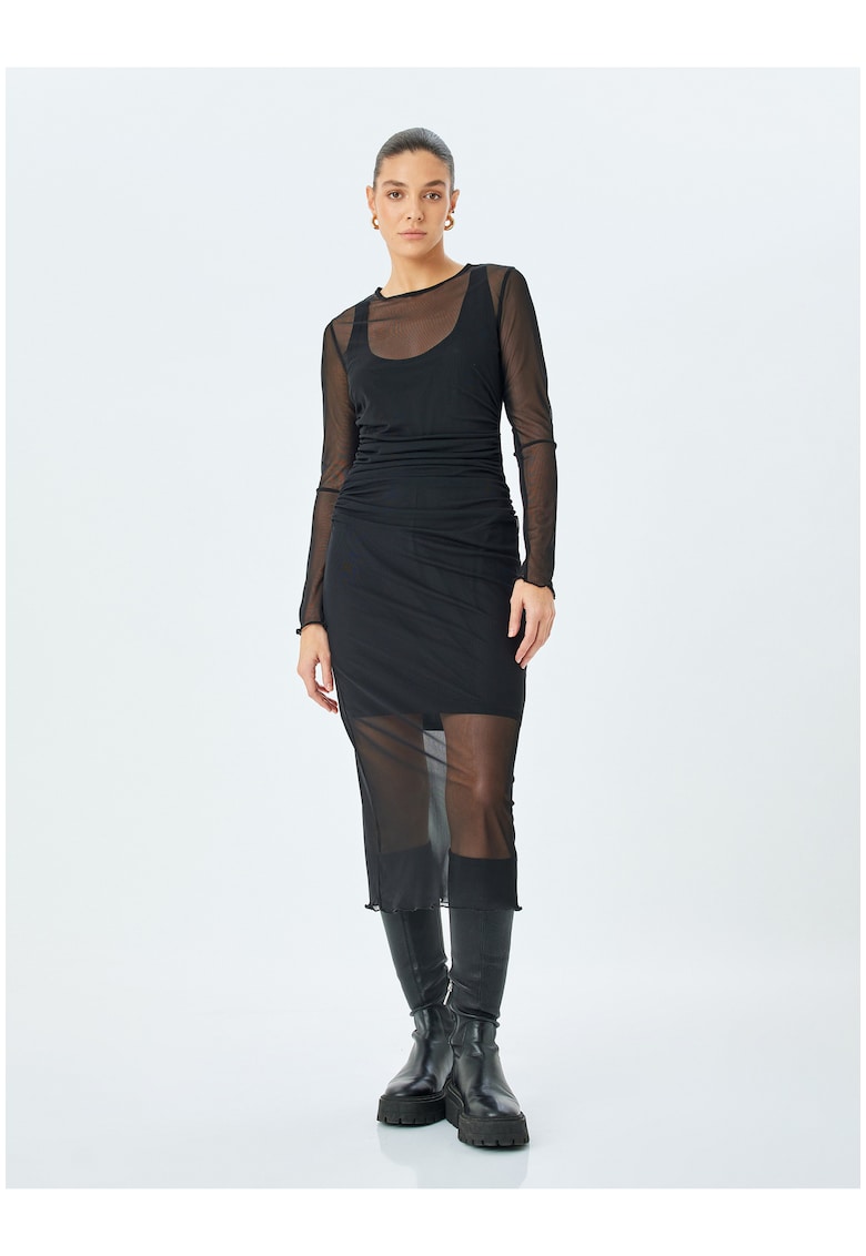 Rochie midi din plasa cu aspwct 2-in-1