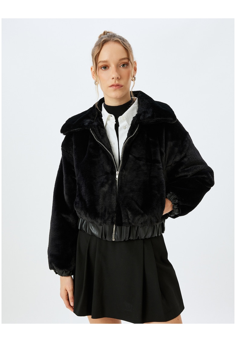 Jacheta din blana sintetica cu fermoar