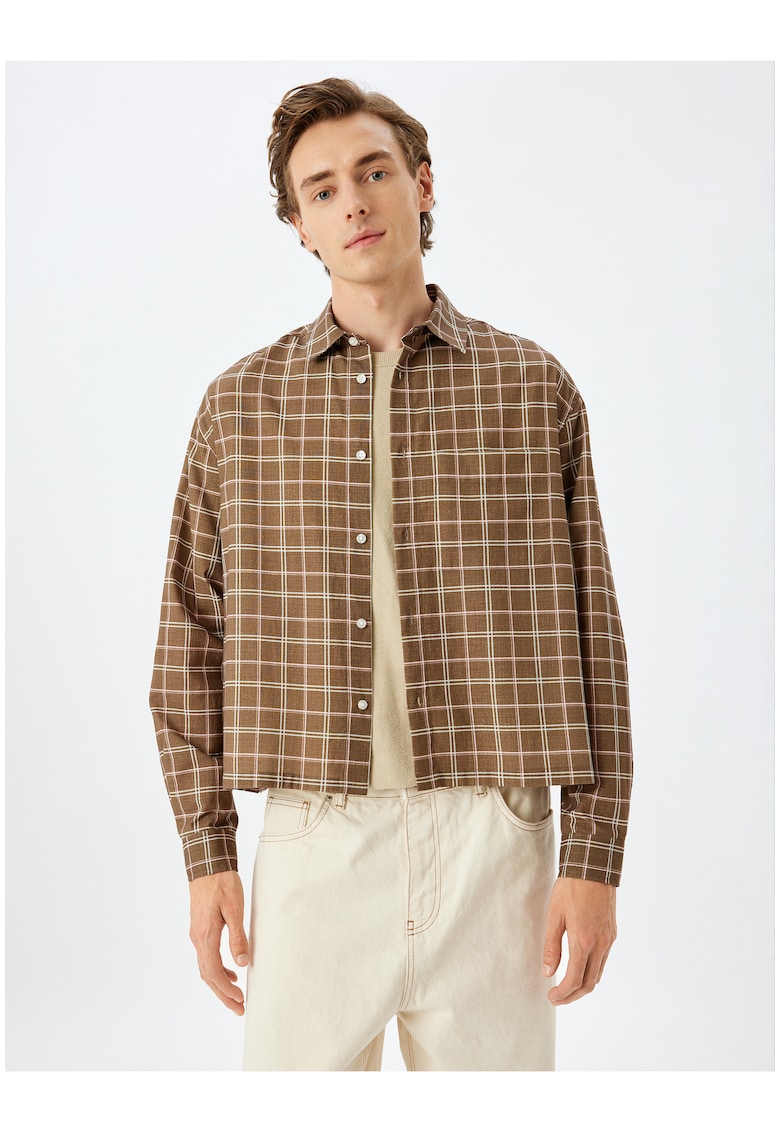 Camasa cu model in carouri si maneci lungi