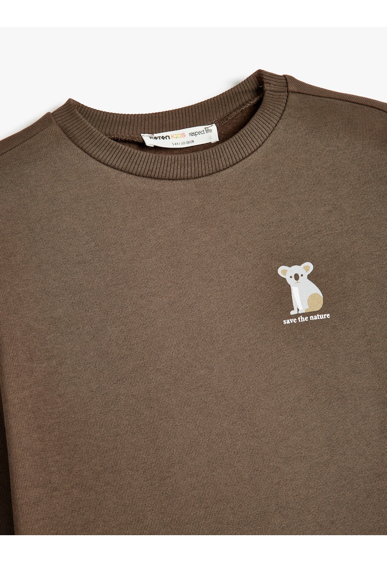 Bluza de trening cu model uni si decolteu la baza gatului