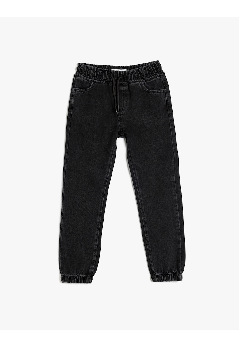 Blugi jogger cu talie ajustabila - Negru