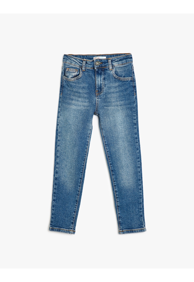 Blugi cu aspect decolorat - Albastru indigo