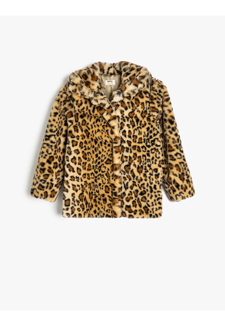 Haina din blana sintetica cu animal print - Bej