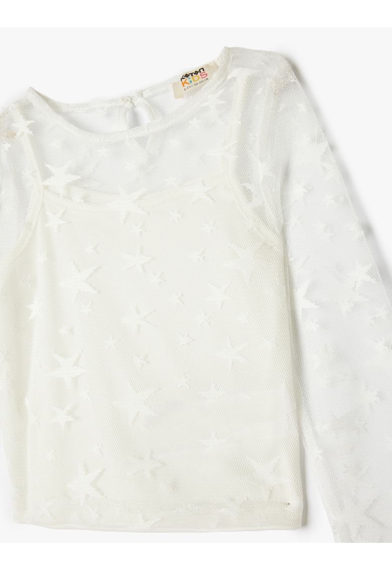 Bluza cu model cu stea si segmente semitransparente