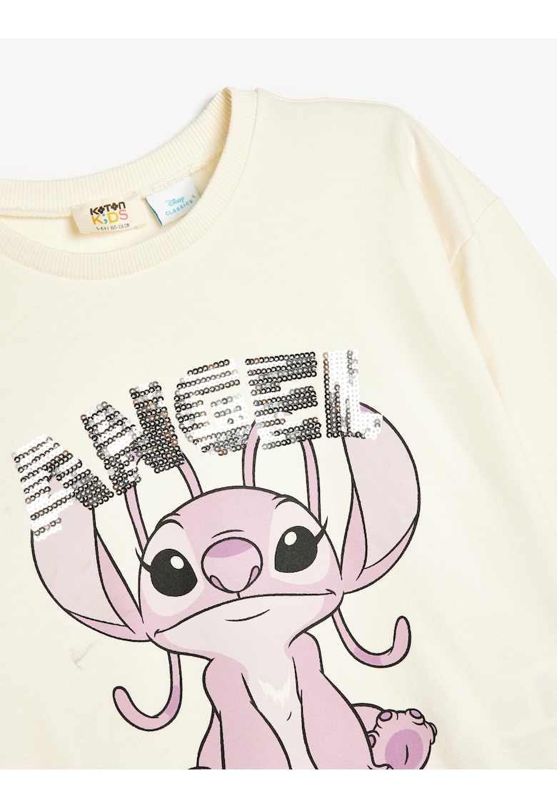 Bluza de trening cu decolteu la baza gatului - aplicatii cu paiete si imprimeu grafic