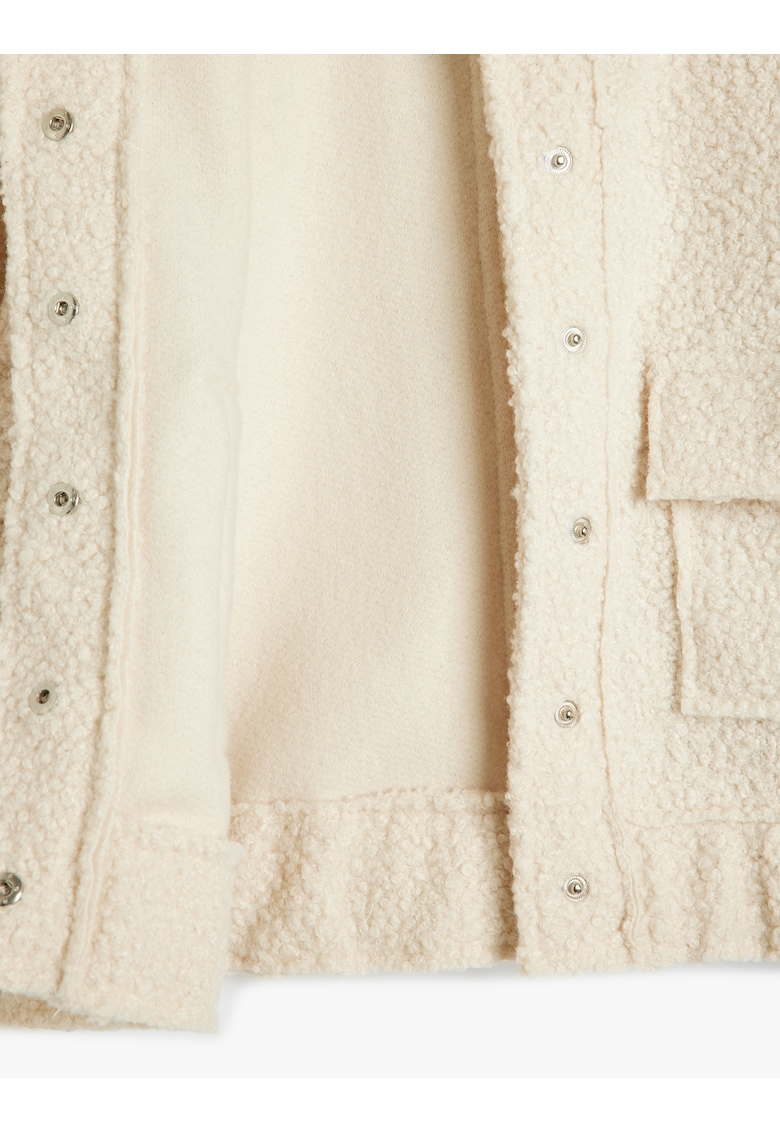 Jacheta din blana shearling sintetica cu buzunare