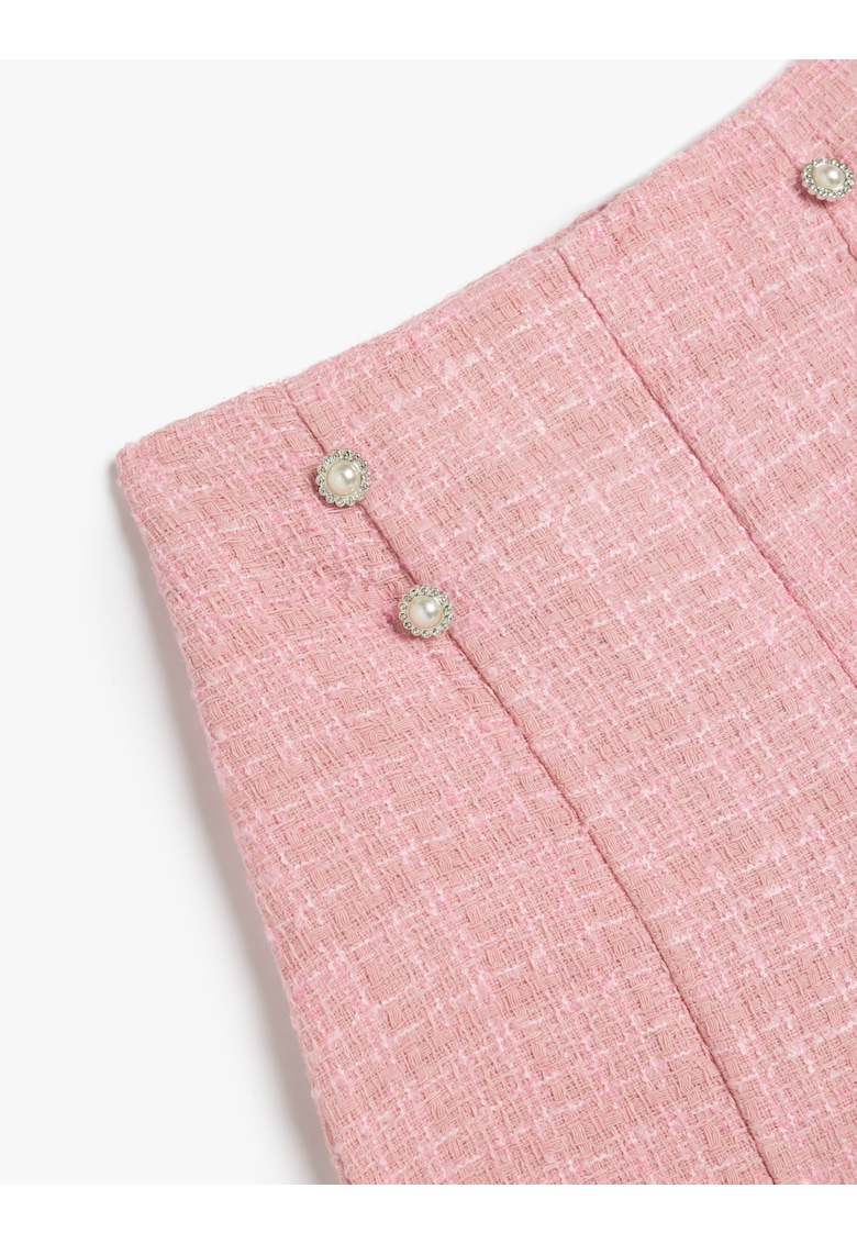 Pantaloni scurti din tuid cu nasturi tip bijuterie