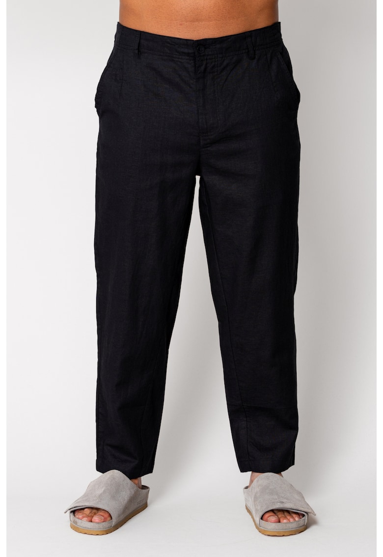 Pantaloni lung din IN cu nasture Black 17613