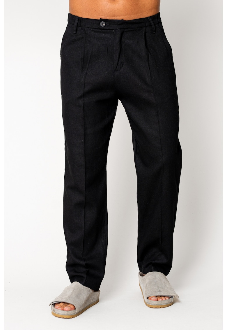 Pantaloni lung din IN cu nasture Black 17627