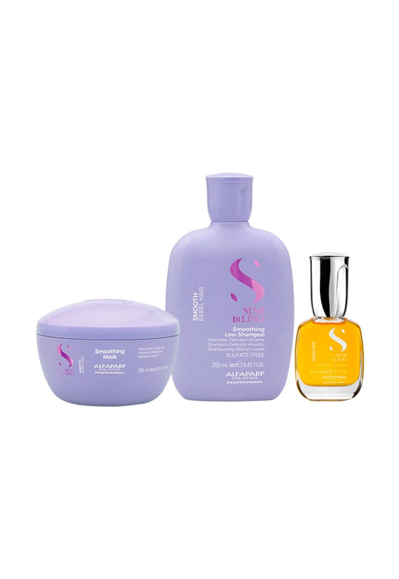 Set pentru netezire  Semi Di Lino Smoothing Sampon 250 ml + Masca - 200 ml + Ulei Cristalli Liquidi 15 ml