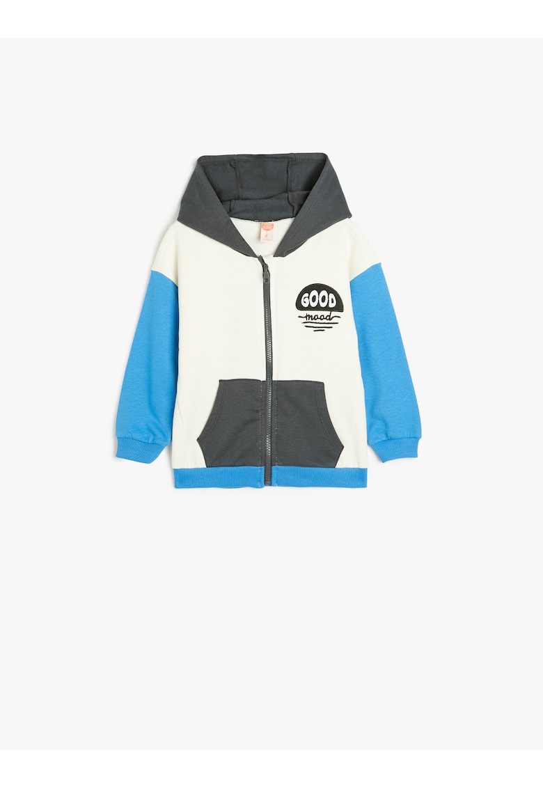 Hanorac cu model colorblock si broderie text Hanorac cu model colorblock si broderie text