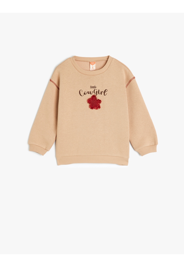 Bluza de trening cu maneci cazute si text brodat