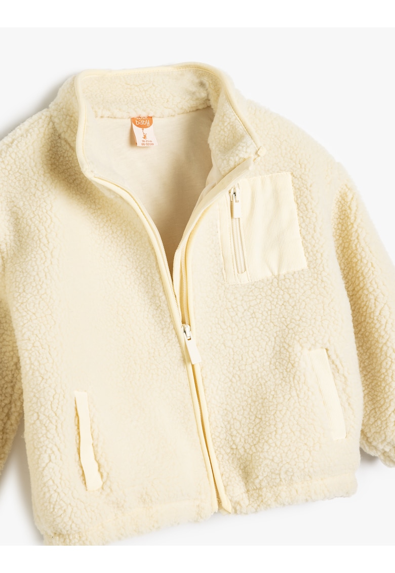 Jacheta din material teddy cu fermoar
