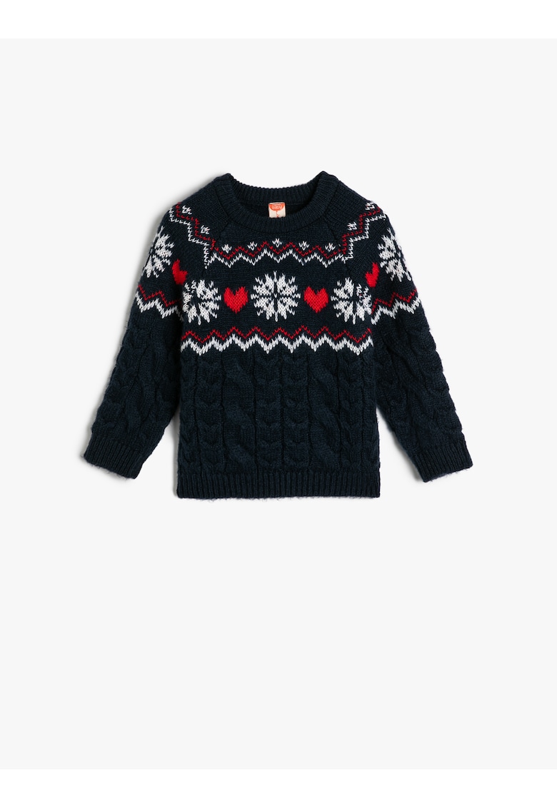 Pulover cu model torsade si decolteu la baza gatului