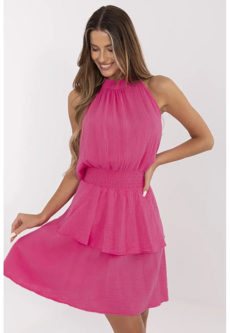 Rochie cu aspect creponat si cu funda la spate