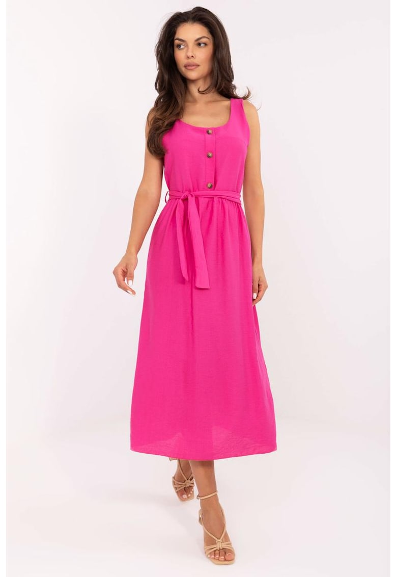 Rochie midi cu nasturi decorativi -