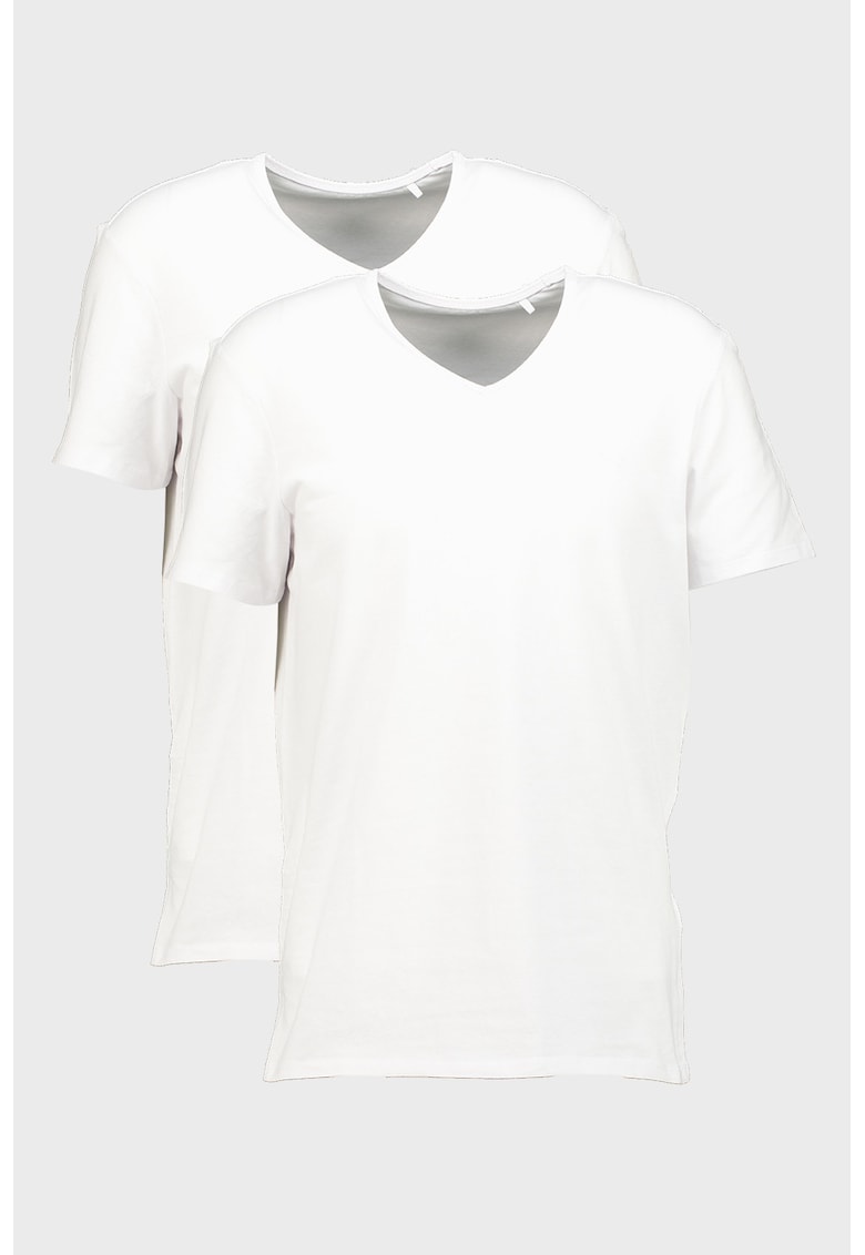 Set de tricouri din amestec de bumbac cu decolteu in V Amado