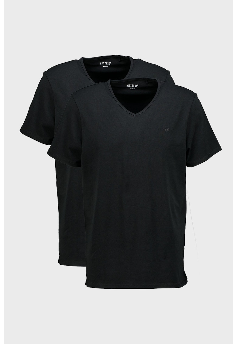 Set de tricouri din amestec de bumbac cu decolteu in V Amado