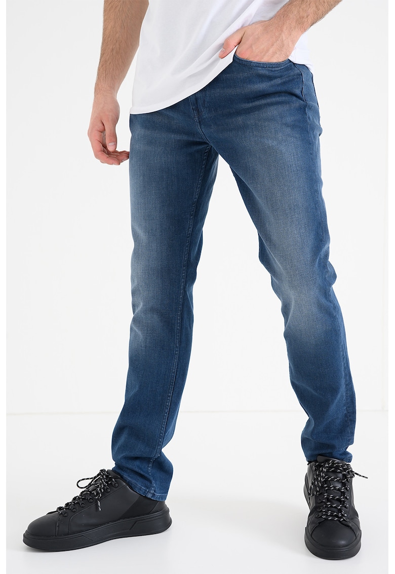 Blugi slim fit cu talie medie Vegas - Albastru