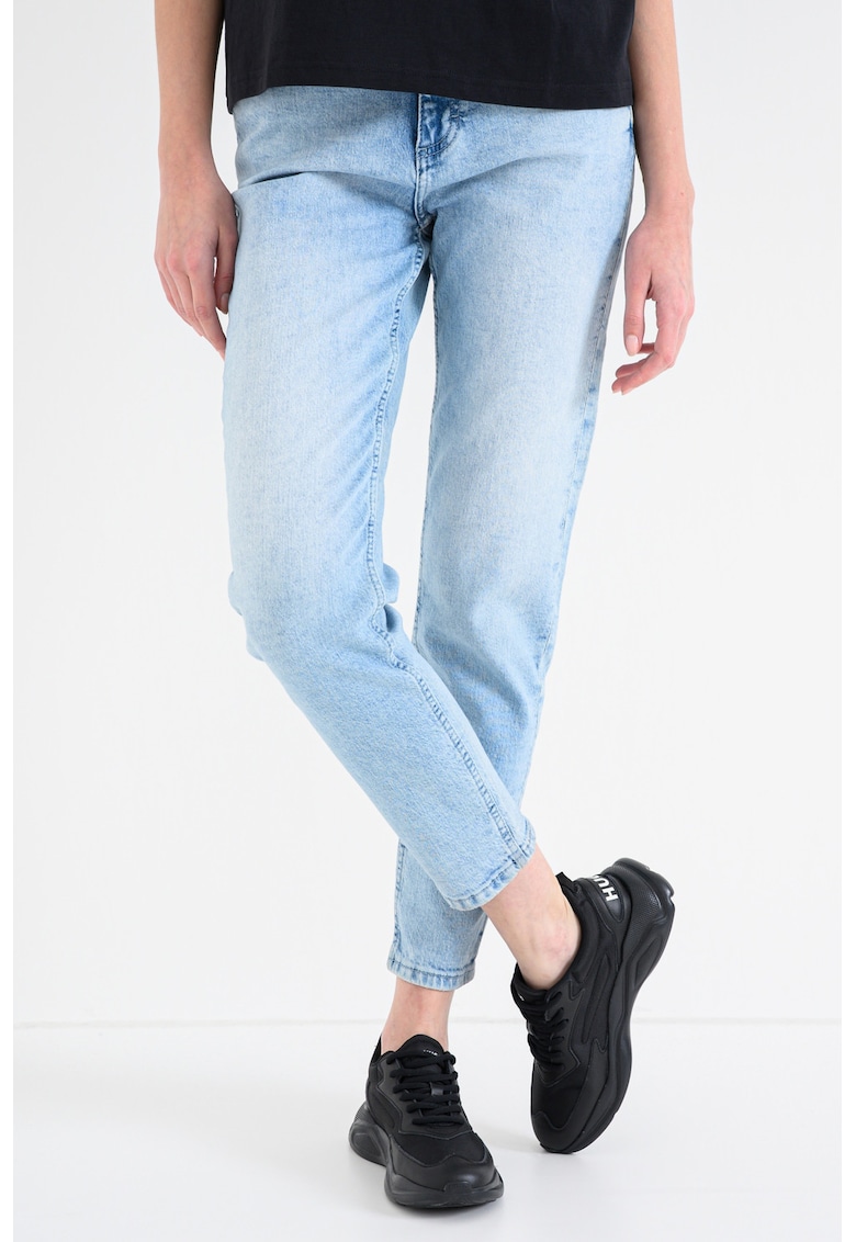 Blugi crop cu croiala conica si talie medie Brooks