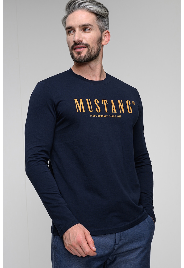 Bluza regular fit cu imprimeu logo Asheville - Galben sofran/Bleumarin