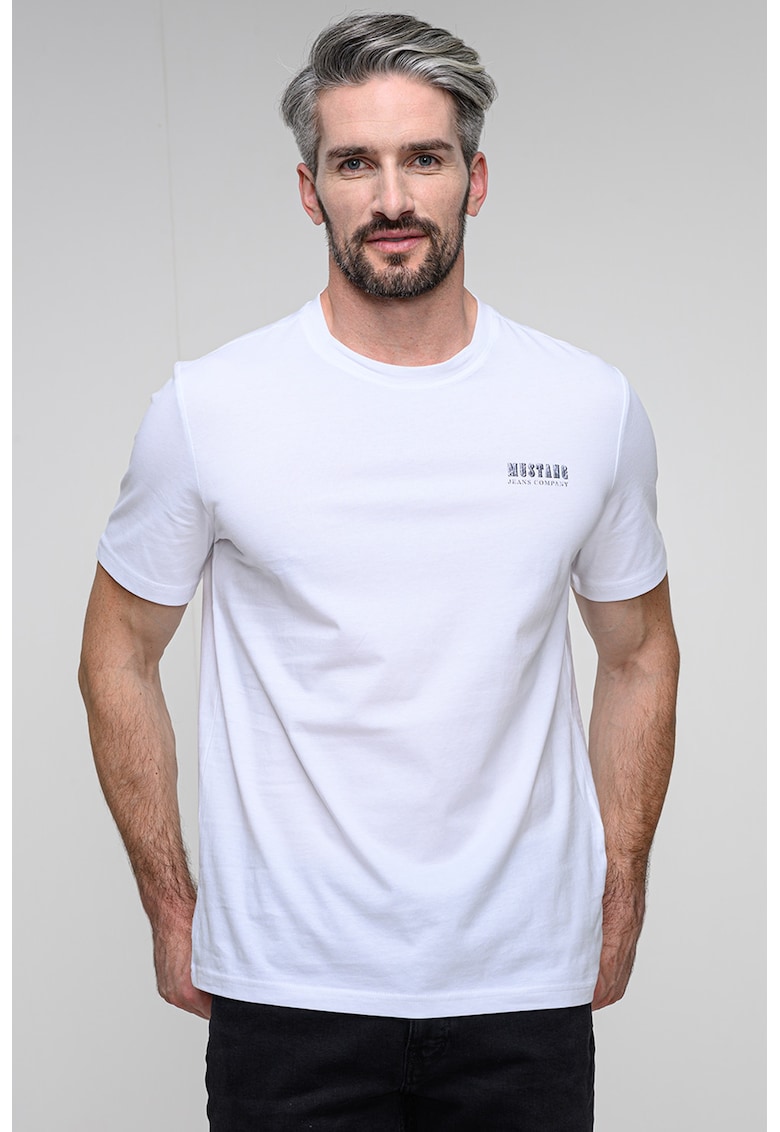 Tricou din bumbac cu imprimeu pe partea din spate Austin - Alb/Negru/Portocaliu