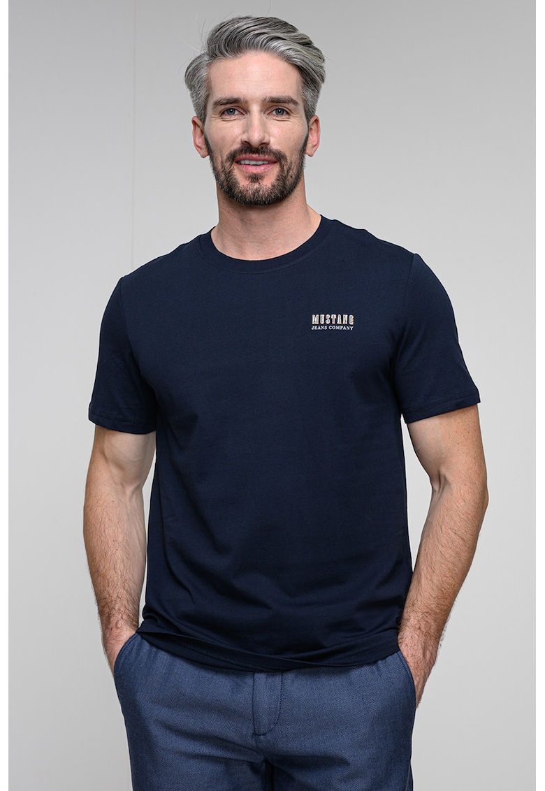 Tricou din bumbac cu imprimeu pe partea din spate Austin - Bleumarin