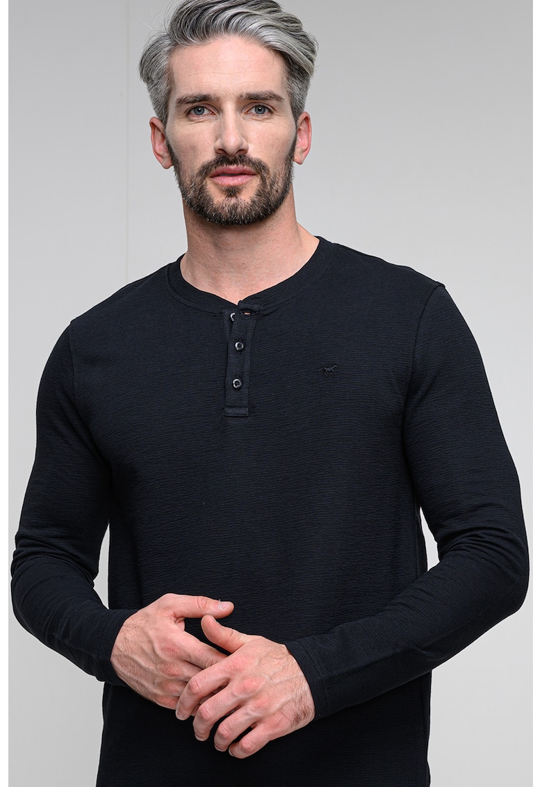 Bluza regular fit cu decolteu henley Atchison