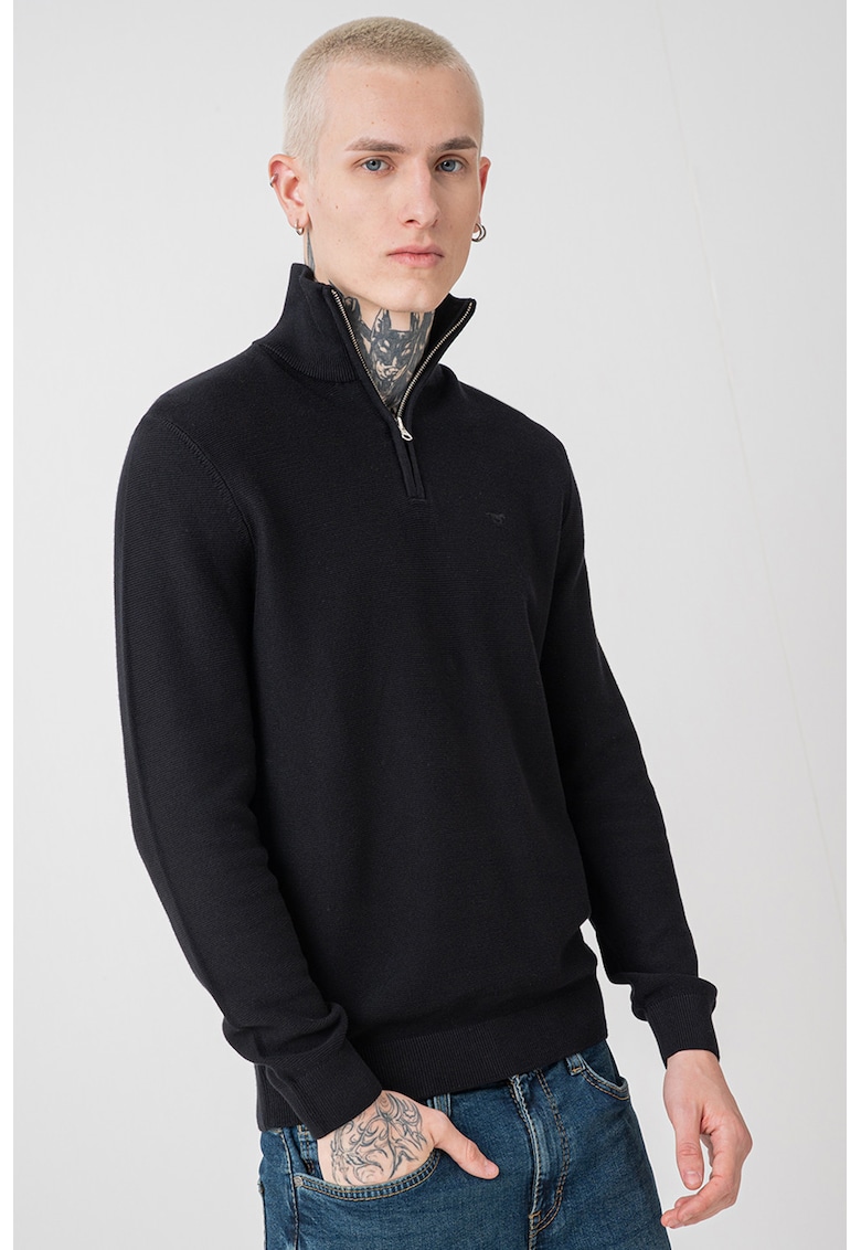 Pulover din bumbac cu fenta cu fermoar Everett