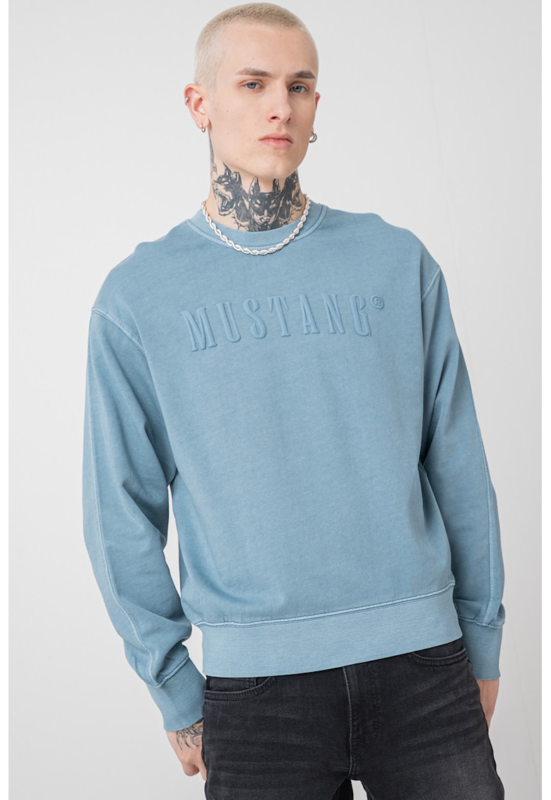 Bluza de trening cu decolteu la baza gatului si imprimeu logo Auburn - Albastru azur