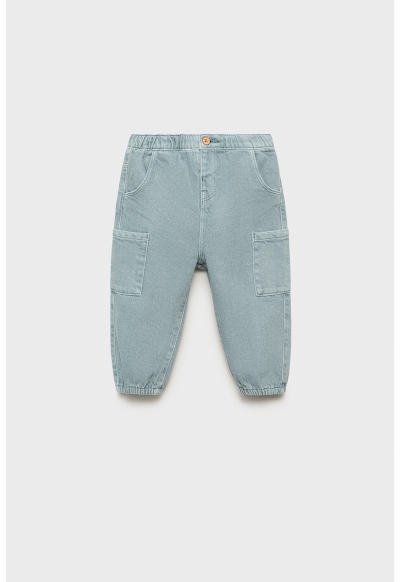 Blugi cu banda elastica in talie - Albastru deschis melange