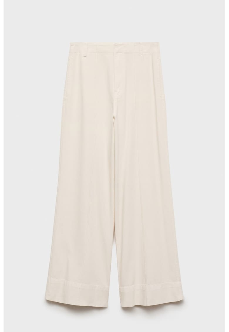 Pantaloni relaxed fit cu detaliu cu pliu frontal - Bej