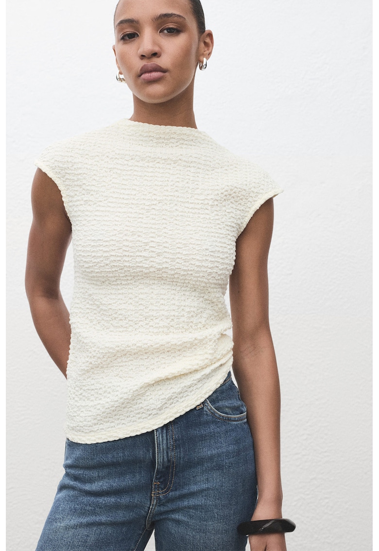 Bluza texturata cu maneci scurte