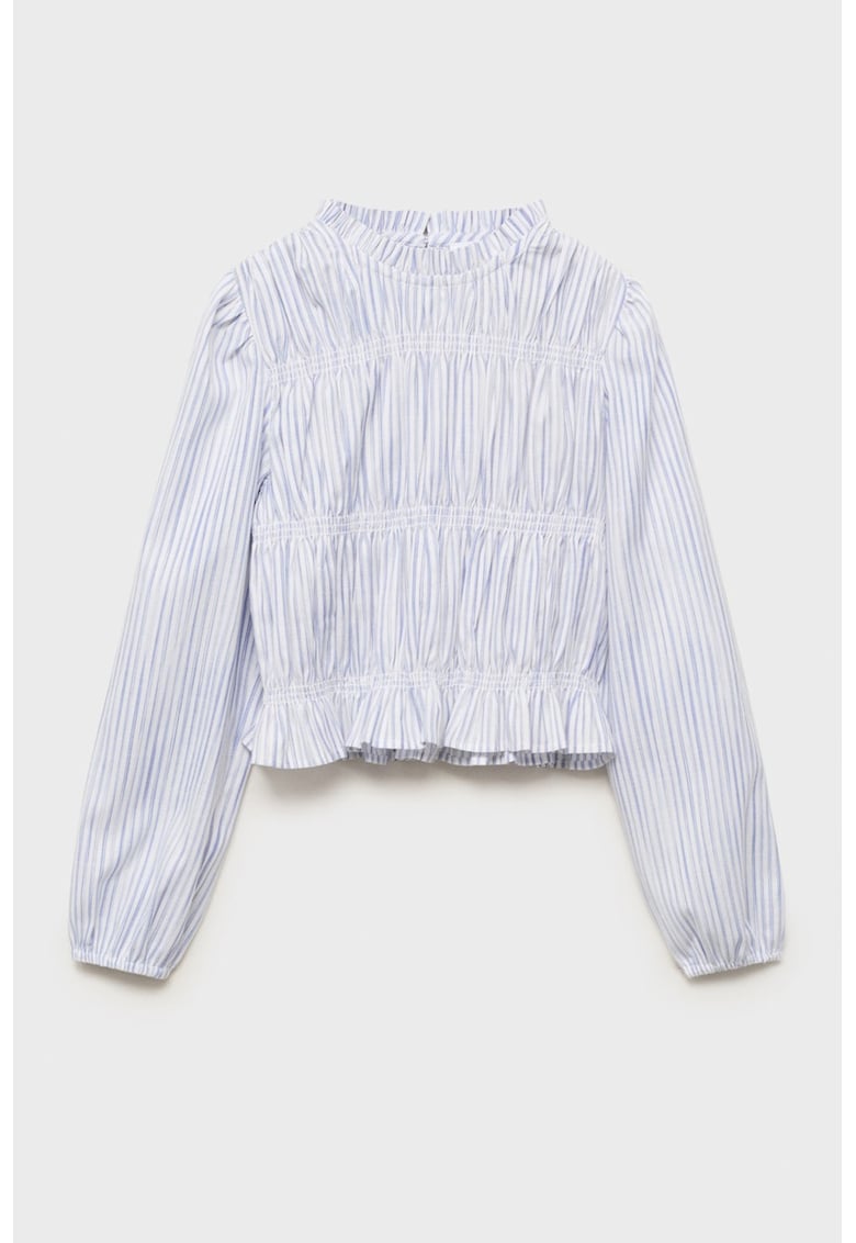 Bluza cu model in dungi si drapaj - Albastru lavanda