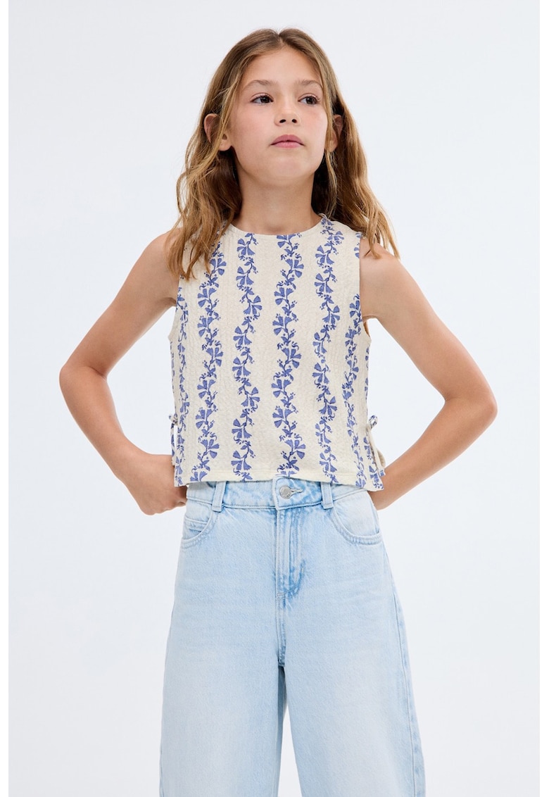 Bluza crop cu imprimeu floral