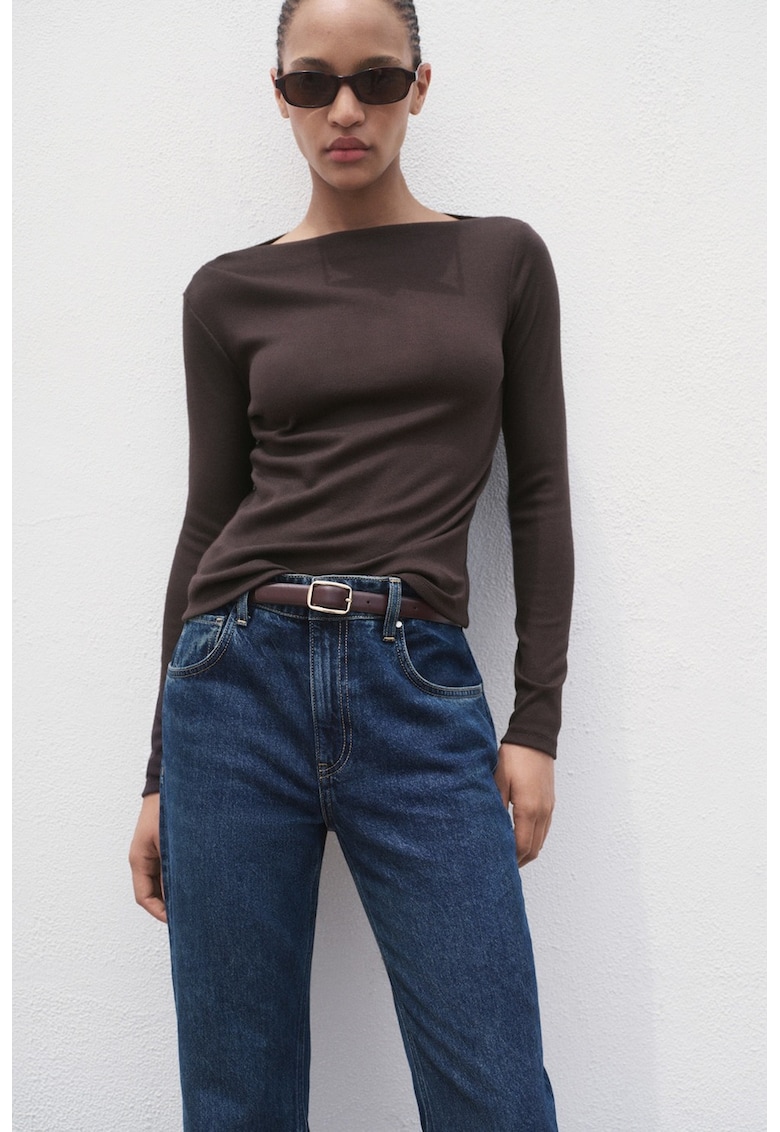 Bluza cu model uni - Maro inchis