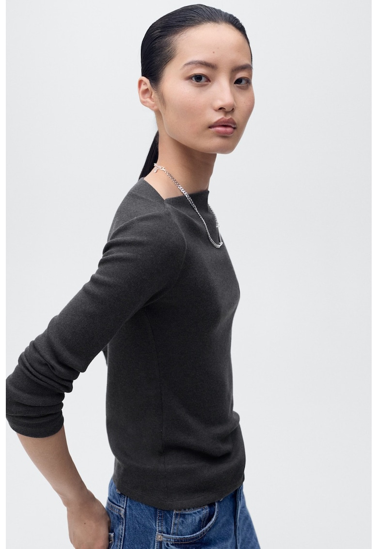 Bluza cu model uni - Gri inchis