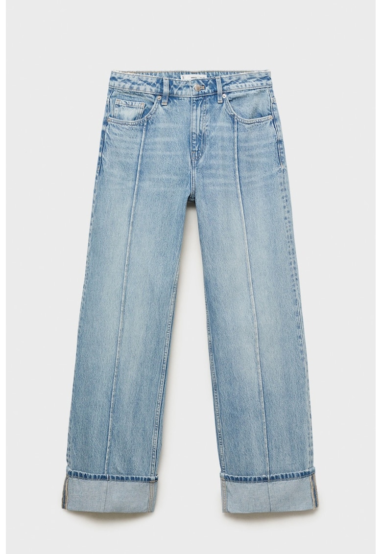 Blugi cu croiala dreapta si aspect decolorat
