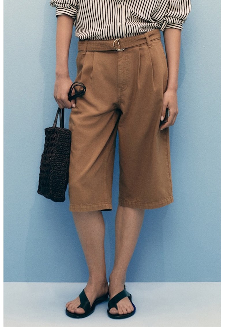 Blugi trei sferturi cu talie inalta