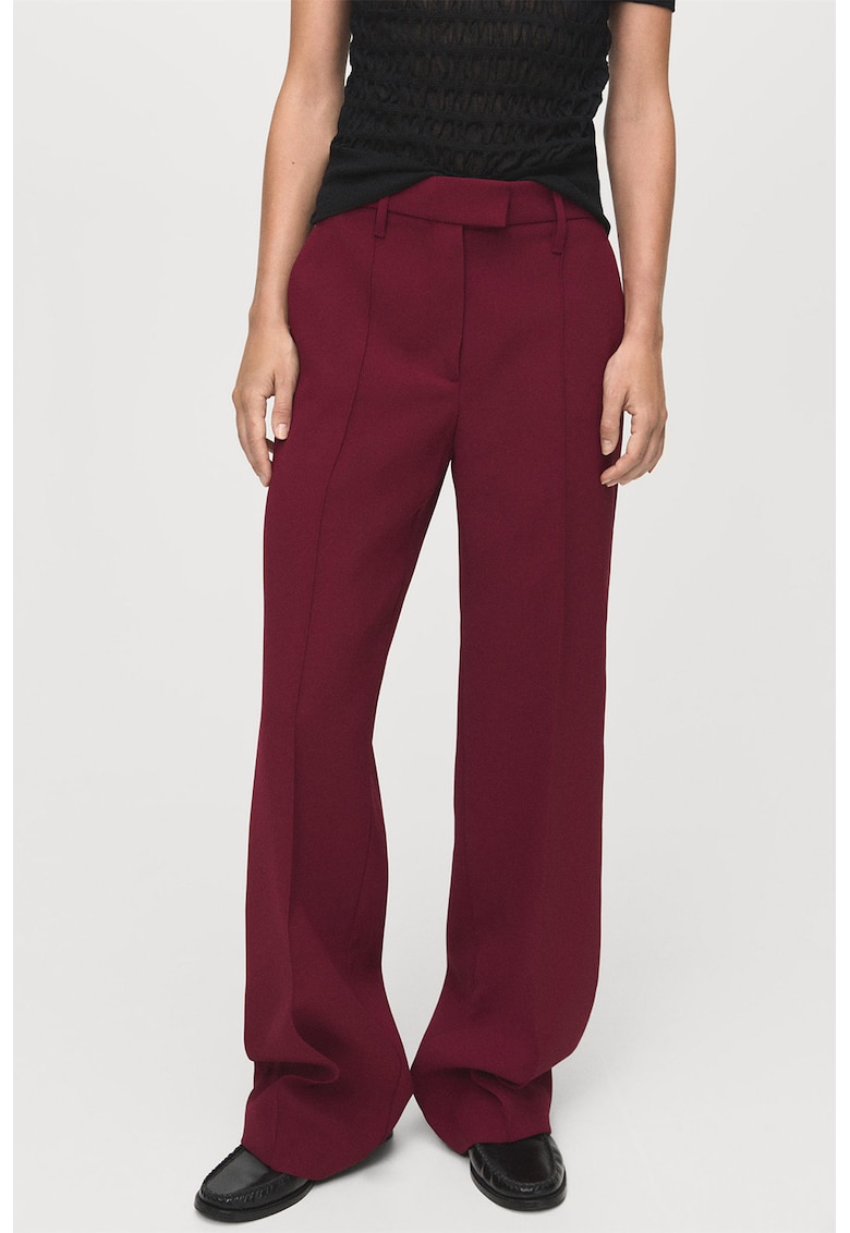 Pantaloni cu croiala dreapta si talie medie