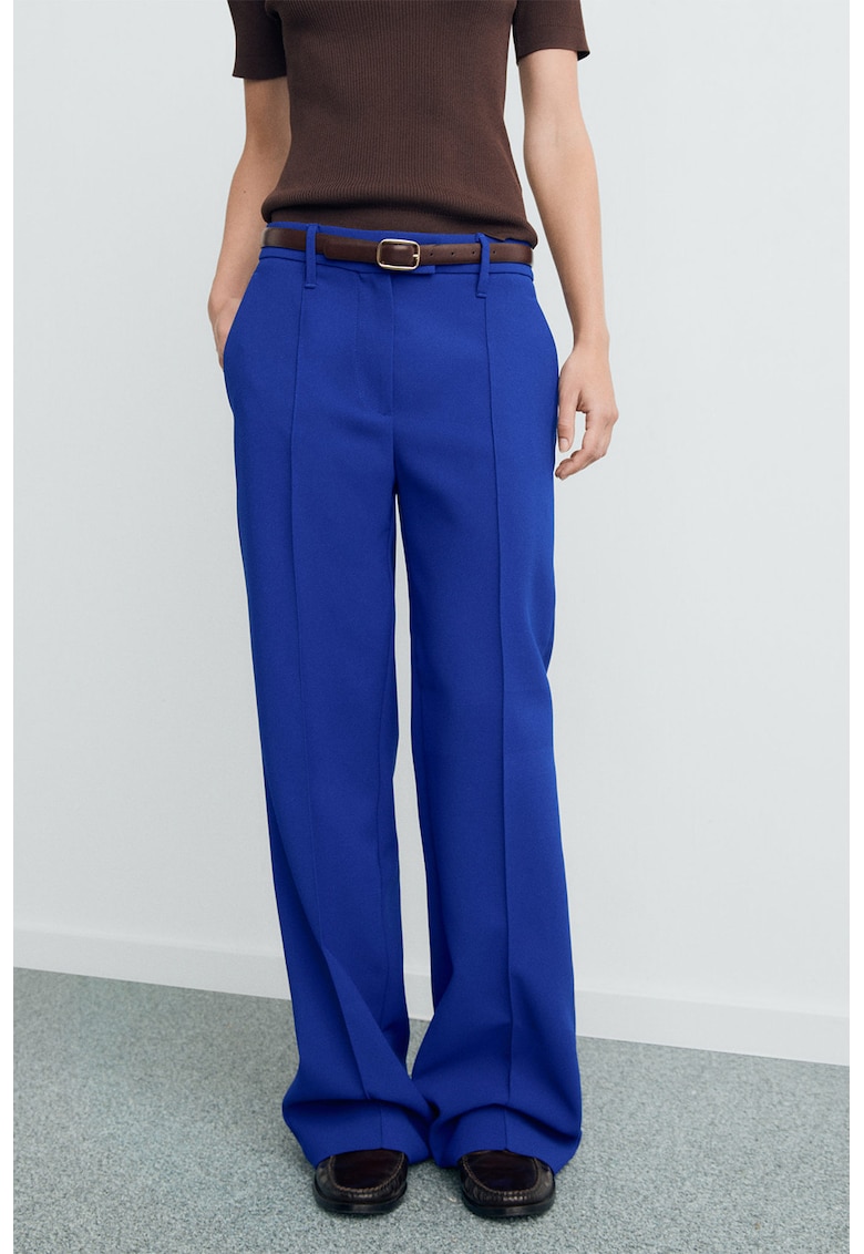 Pantaloni cu croiala dreapta si talie medie