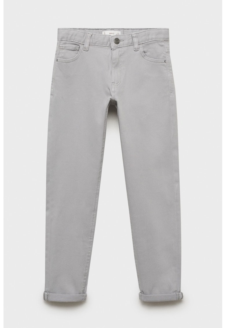 Pantaloni drepti cu model uni - Gri deschis