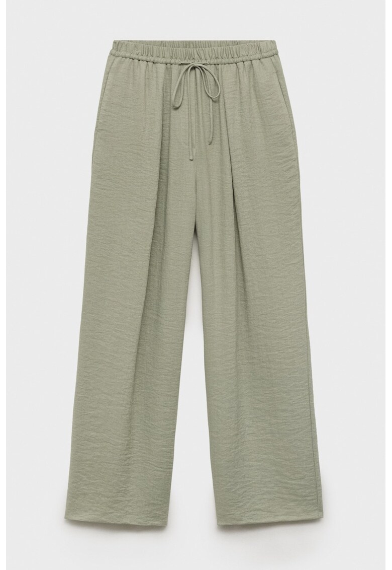 Pantaloni cu croiala ampla si model uni - Verde pal