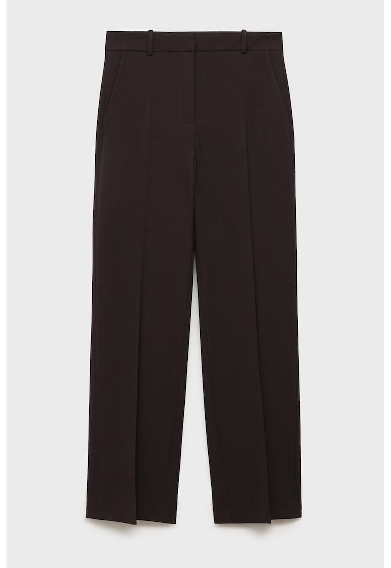 Pantaloni cu croiala dreapta si pliu frontal - Negru
