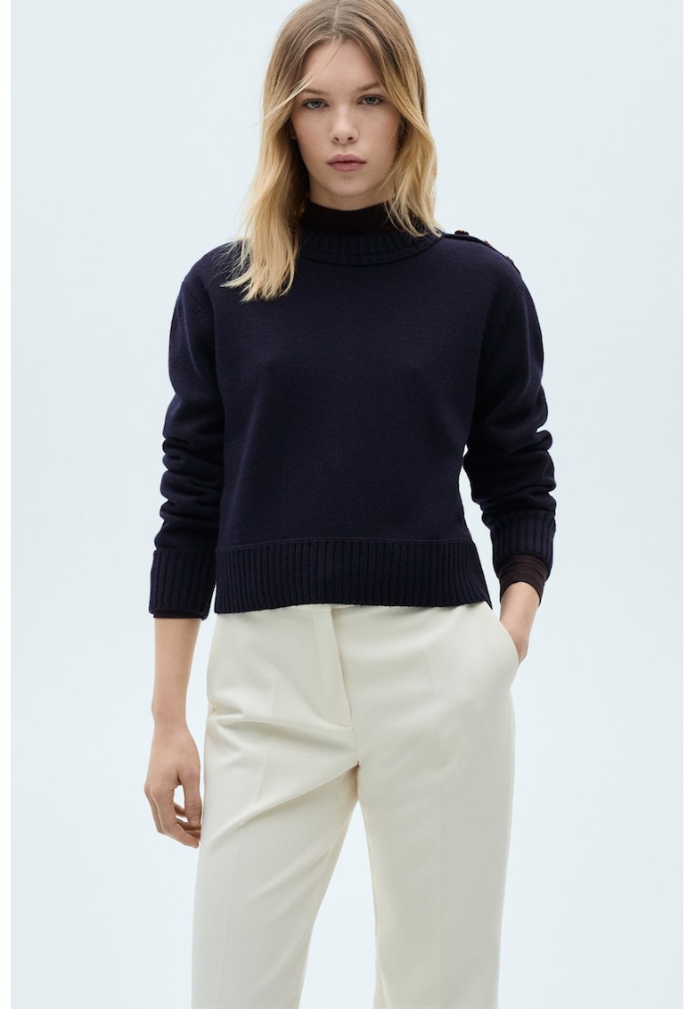 Pulover din amestec de lana - Albastru ultramarin