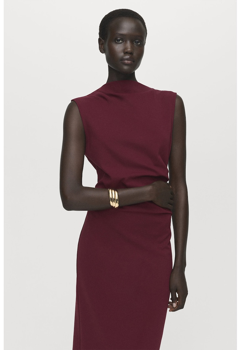 Rochie midi cu fronseu - Visiniu